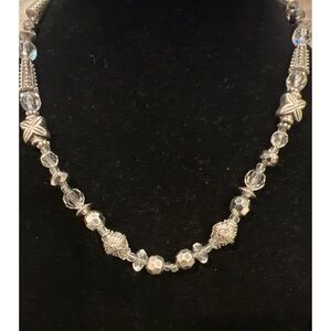 Silver Tone Necklace with Baroque Pearls